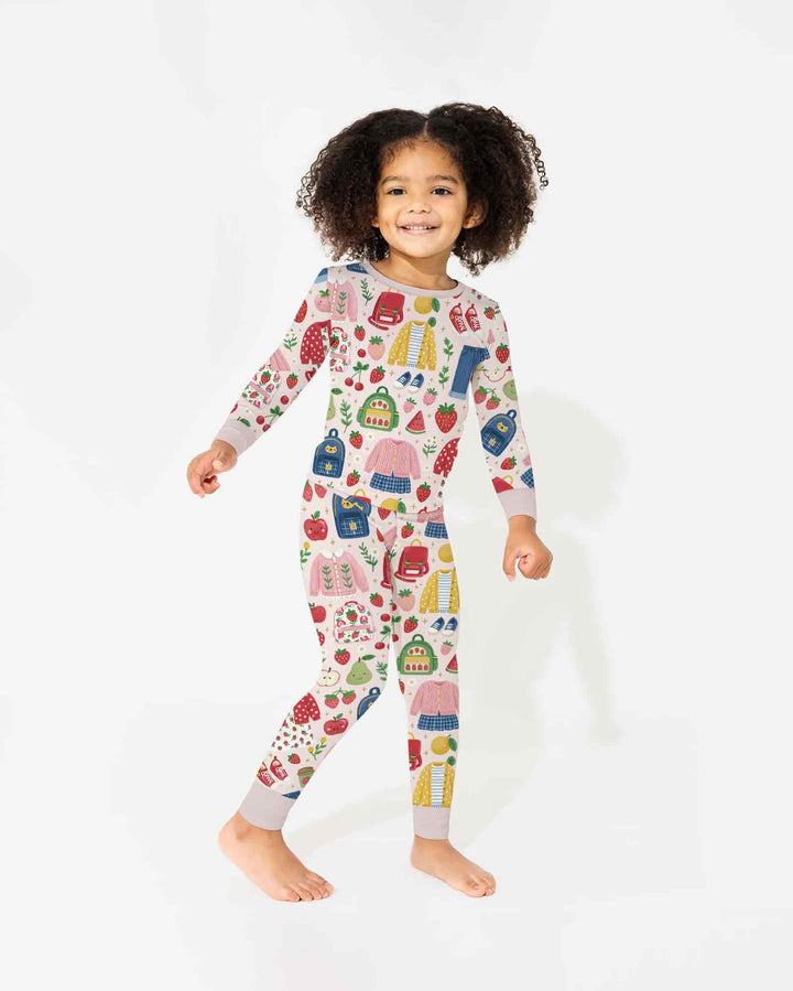 Zweiteiliges Langarm-Pyjama-Set mit Sommerfrüchten
