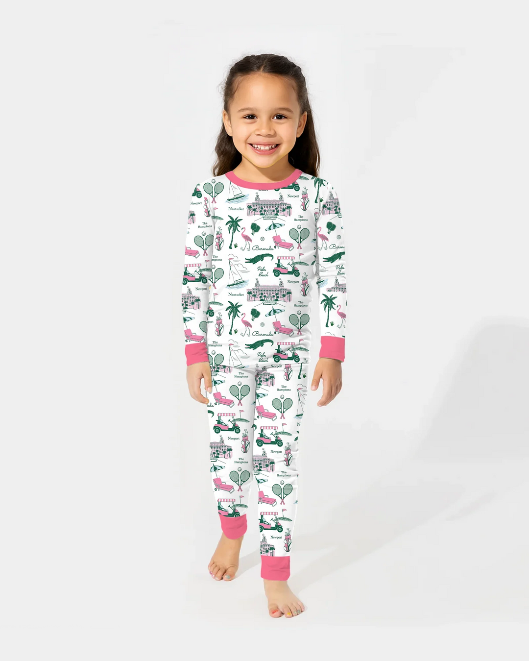Preppy Palm Getaway Bamboo Two Piece Long Sleeve Pajama Set