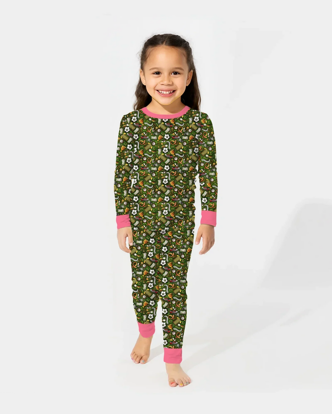 Zweiteiliges Langarm-Pyjama-Set mit Sommerfrüchten