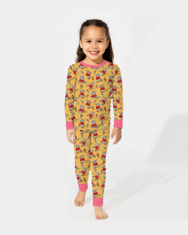 Zweiteiliges Langarm-Pyjama-Set mit Sommerfrüchten