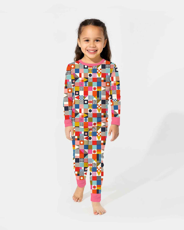 Zweiteiliges Langarm-Pyjama-Set mit Sommerfrüchten