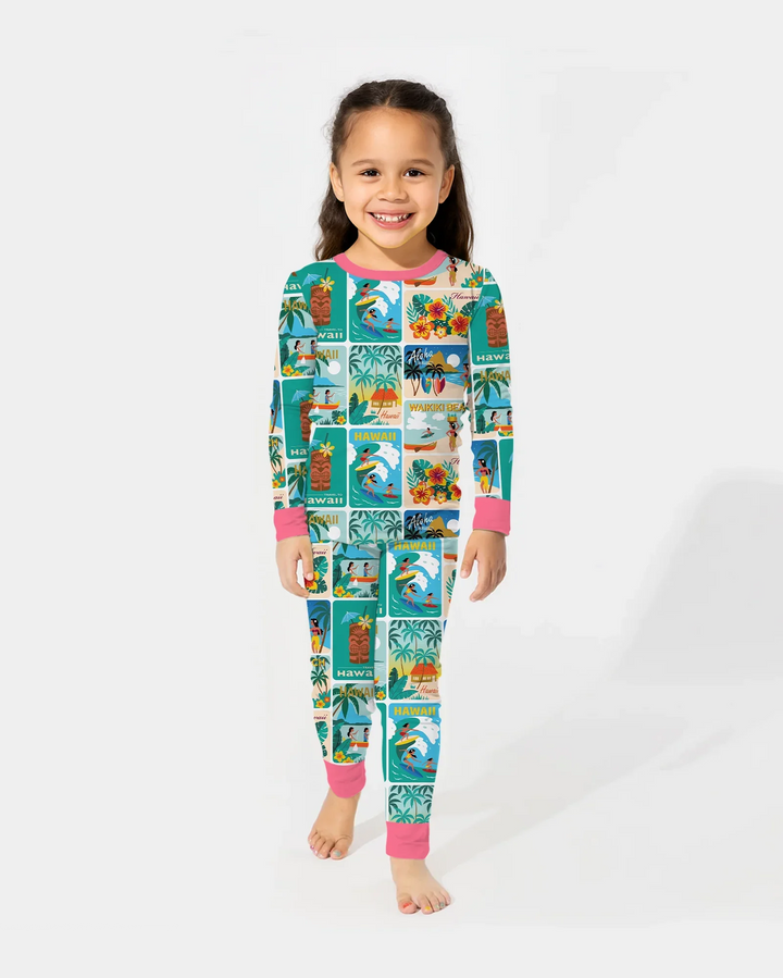 Zweiteiliges Langarm-Pyjama-Set mit Sommerfrüchten
