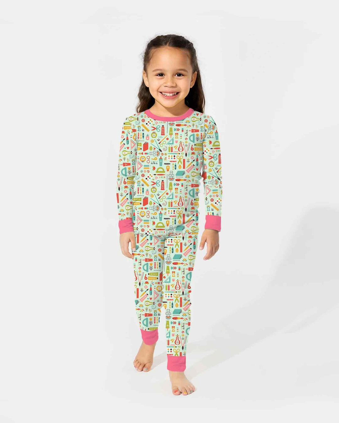 Zweiteiliges Langarm-Pyjama-Set mit Sommerfrüchten
