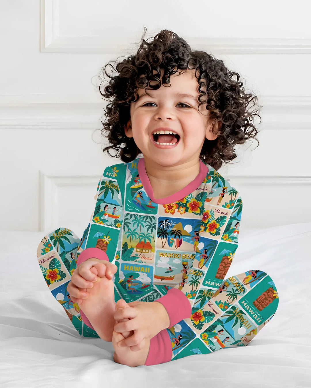 Zweiteiliges Langarm-Pyjama-Set mit Sommerfrüchten
