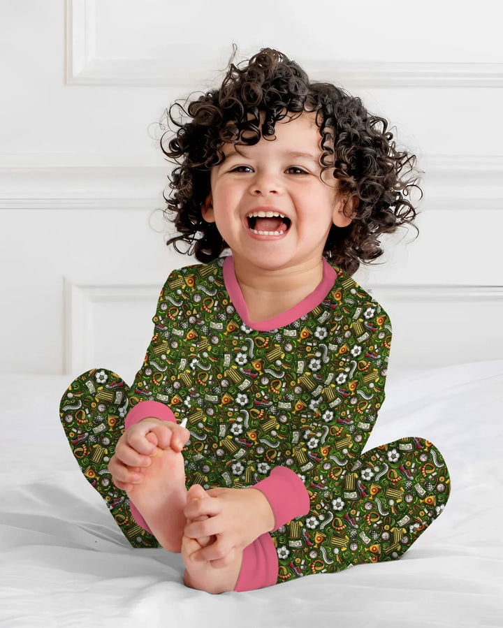 Zweiteiliges Langarm-Pyjama-Set mit Sommerfrüchten