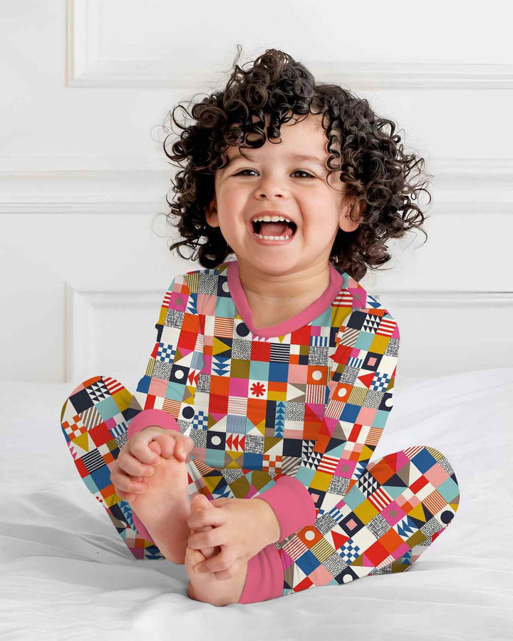Zweiteiliges Langarm-Pyjama-Set mit Sommerfrüchten