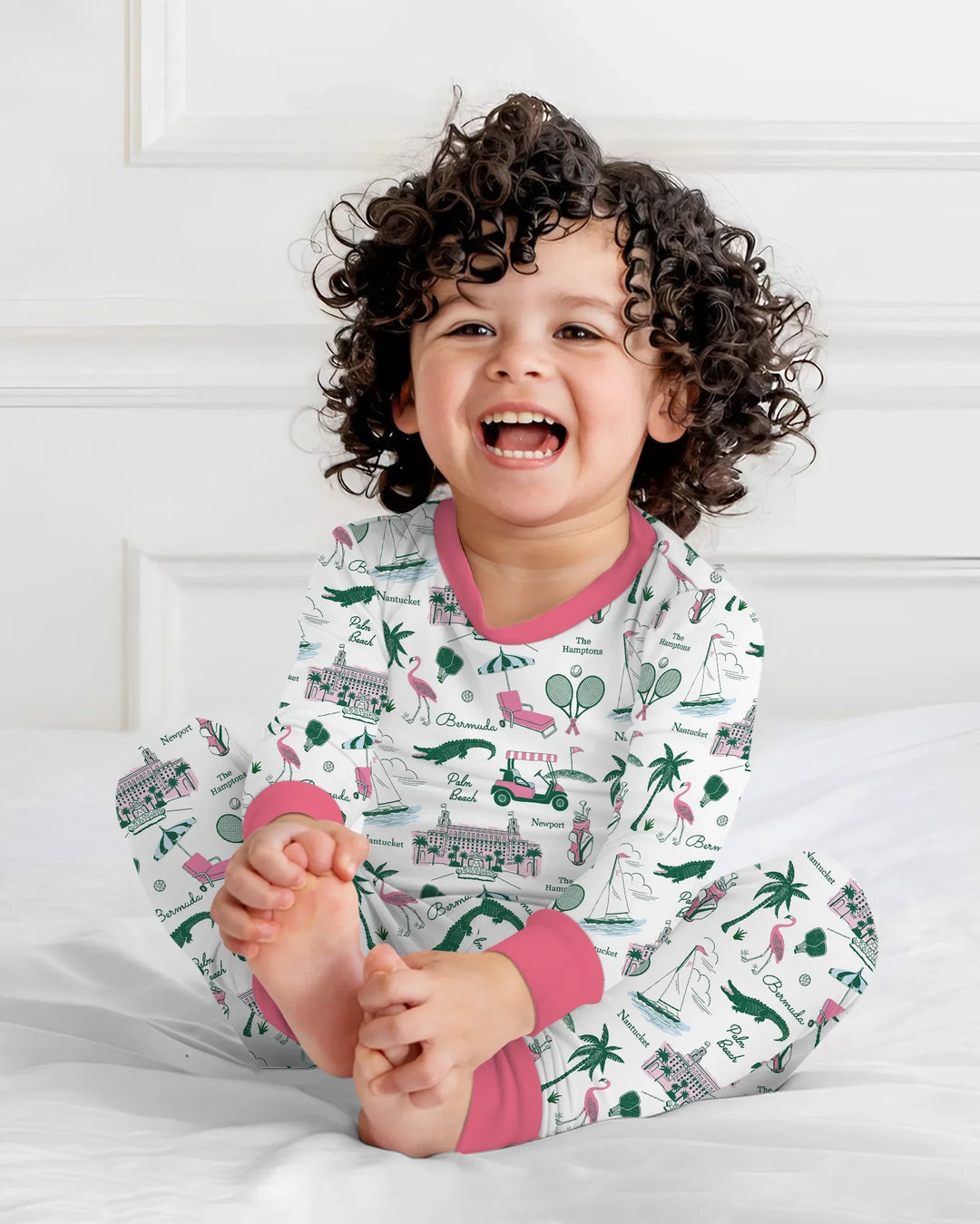 Preppy Palm Getaway Bamboo Two Piece Long Sleeve Pajama Set
