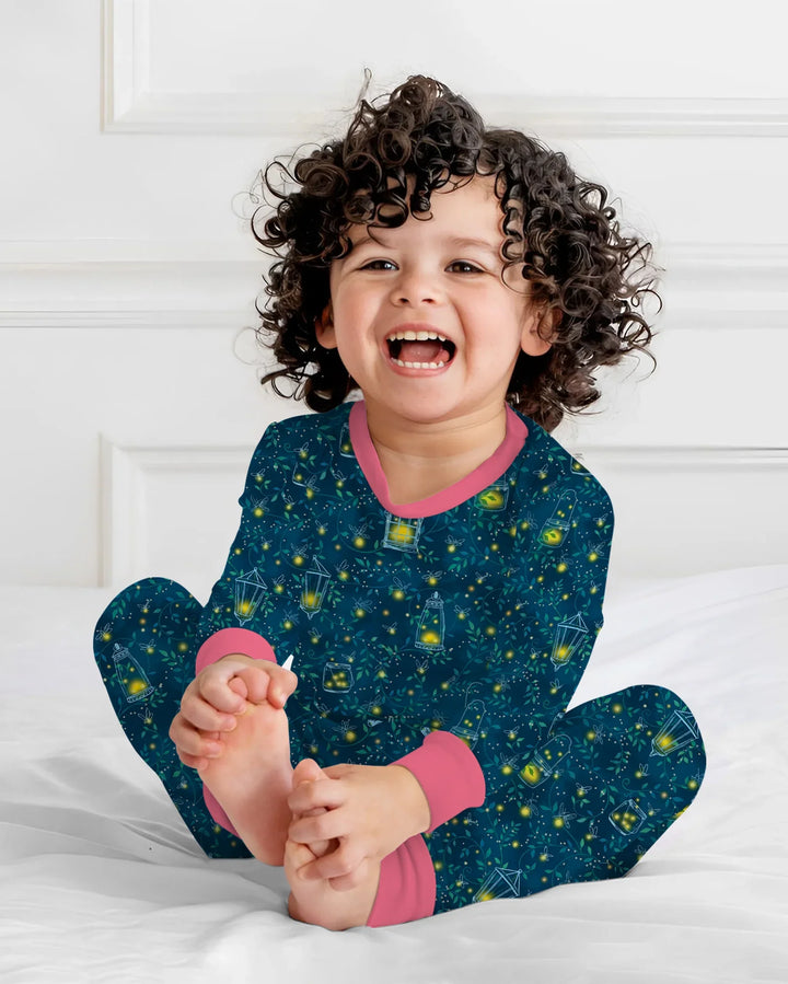 Zweiteiliges Langarm-Pyjama-Set mit Sommerfrüchten