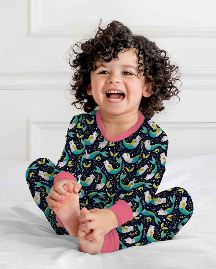 Zweiteiliges Langarm-Pyjama-Set mit Sommerfrüchten