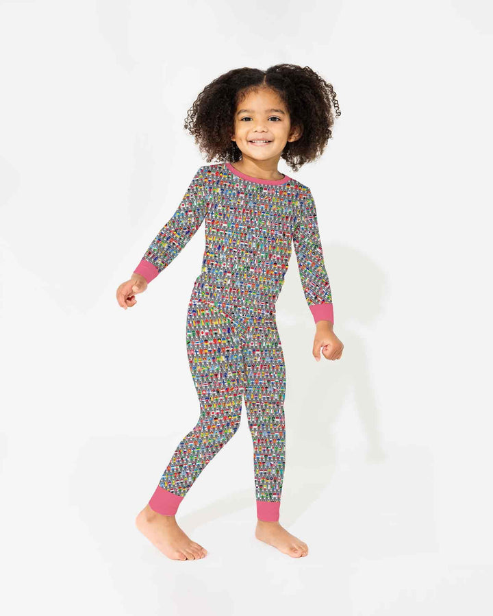 Zweiteiliges Langarm-Pyjama-Set mit Sommerfrüchten