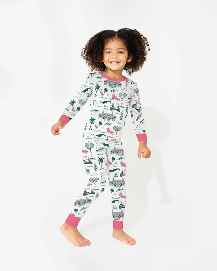 Preppy Palm Getaway Bamboo Two Piece Long Sleeve Pajama Set