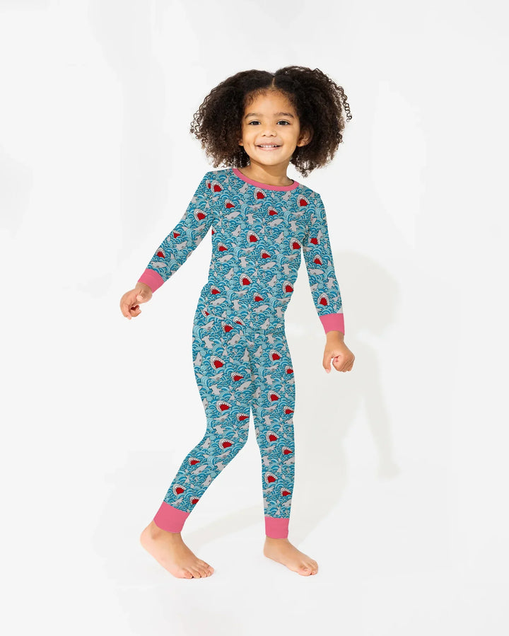 Shark Wave Rush Bamboo Two Piece Long Sleeve Pajama Set