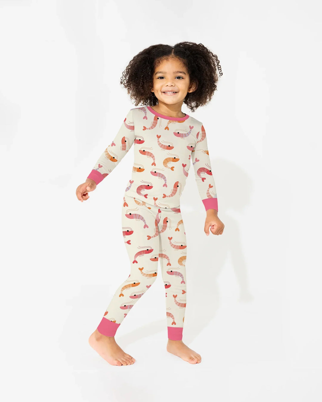 Sweet Shrimp Parade  Bamboo Two Piece Long Sleeve Pajama Set