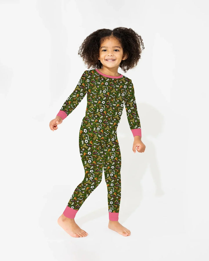 Zweiteiliges Langarm-Pyjama-Set mit Sommerfrüchten