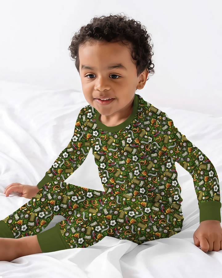 Zweiteiliges Langarm-Pyjama-Set mit Sommerfrüchten