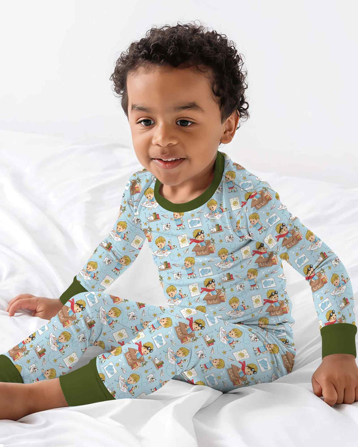 Zweiteiliges Langarm-Pyjama-Set mit Sommerfrüchten