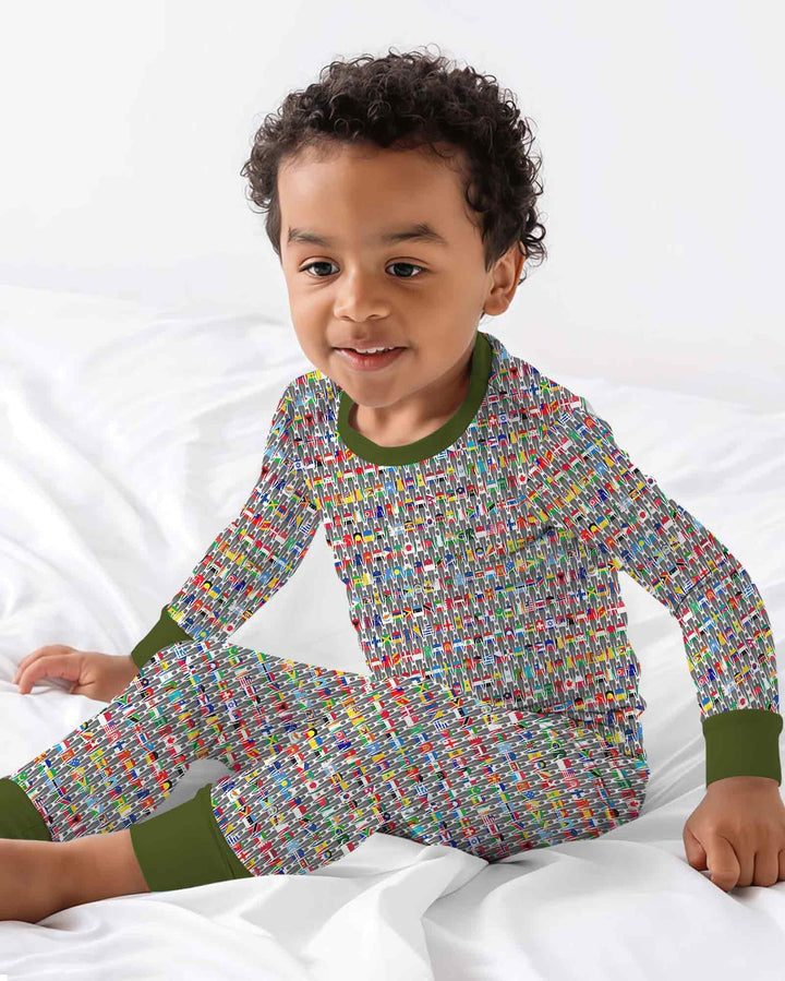 Zweiteiliges Langarm-Pyjama-Set mit Sommerfrüchten