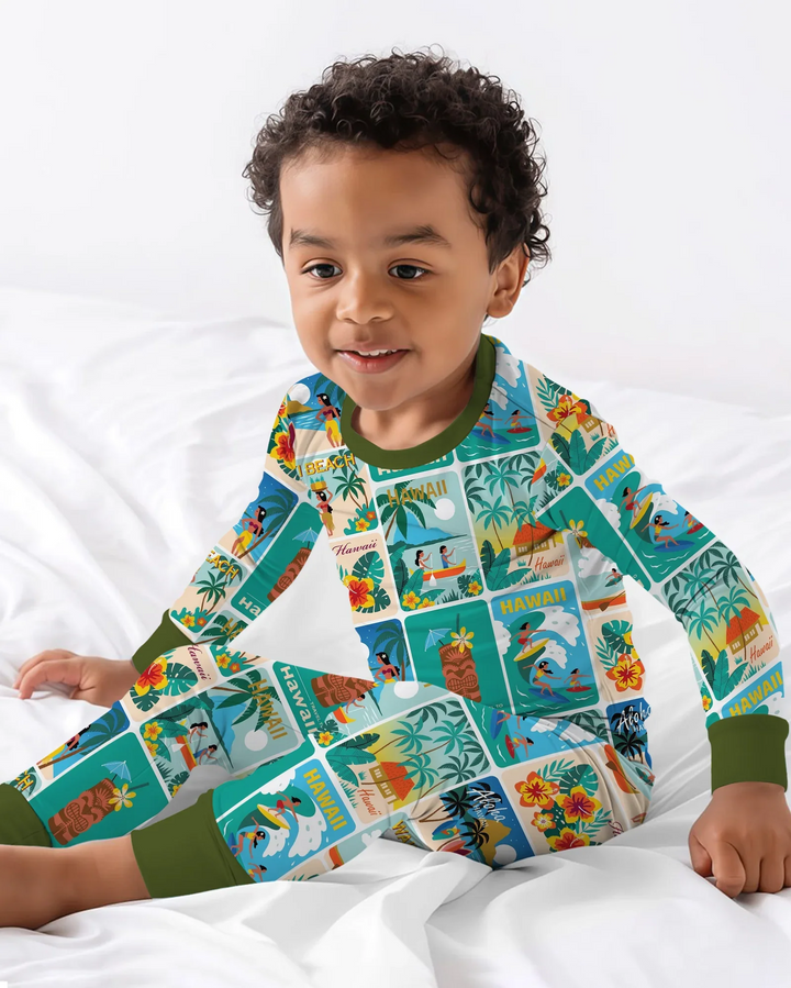 Zweiteiliges Langarm-Pyjama-Set mit Sommerfrüchten
