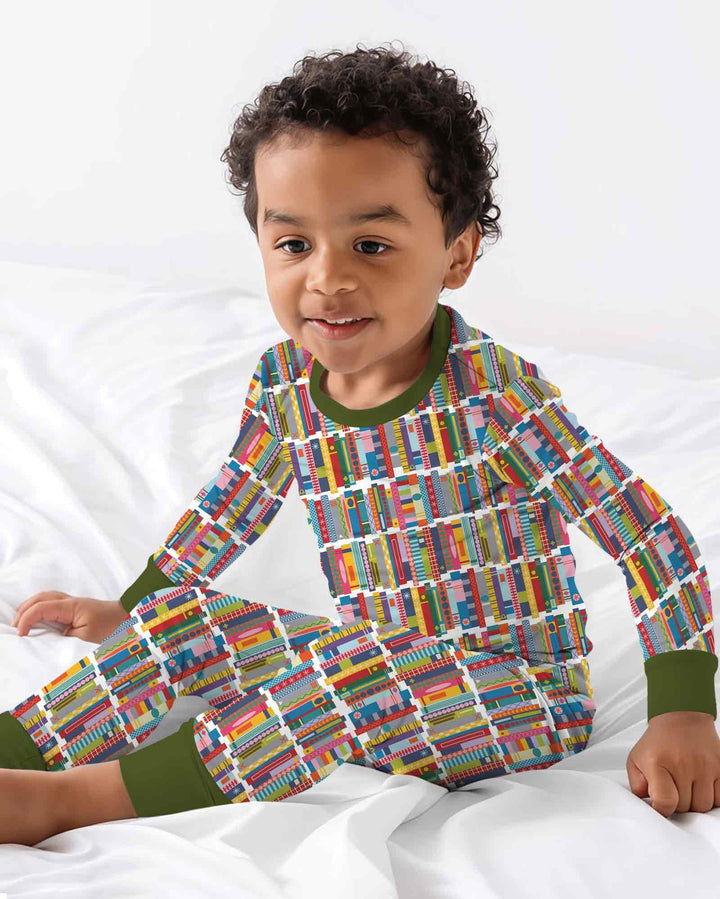 Zweiteiliges Langarm-Pyjama-Set mit Sommerfrüchten