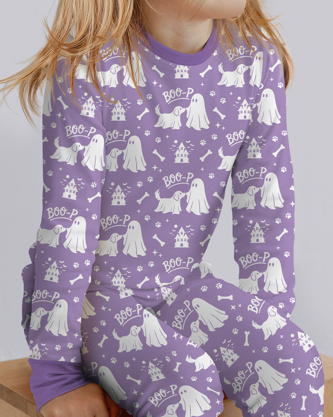Boo-p Ghost Dog Bamboo Two Piece Long Sleeve Pajama Set