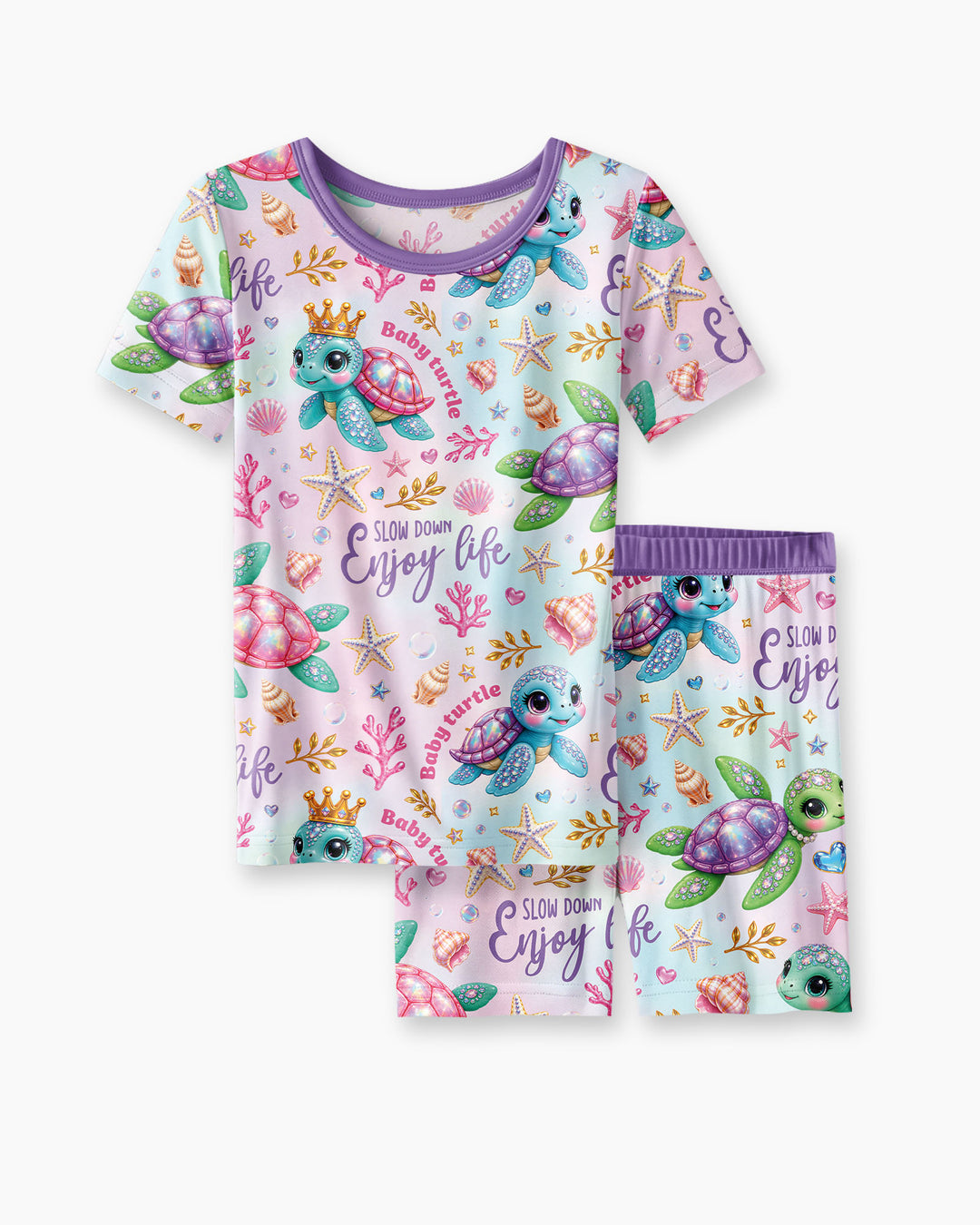 Baby Turtle Bamboo Two Piece Short Sleeve Shorts Pajama Set