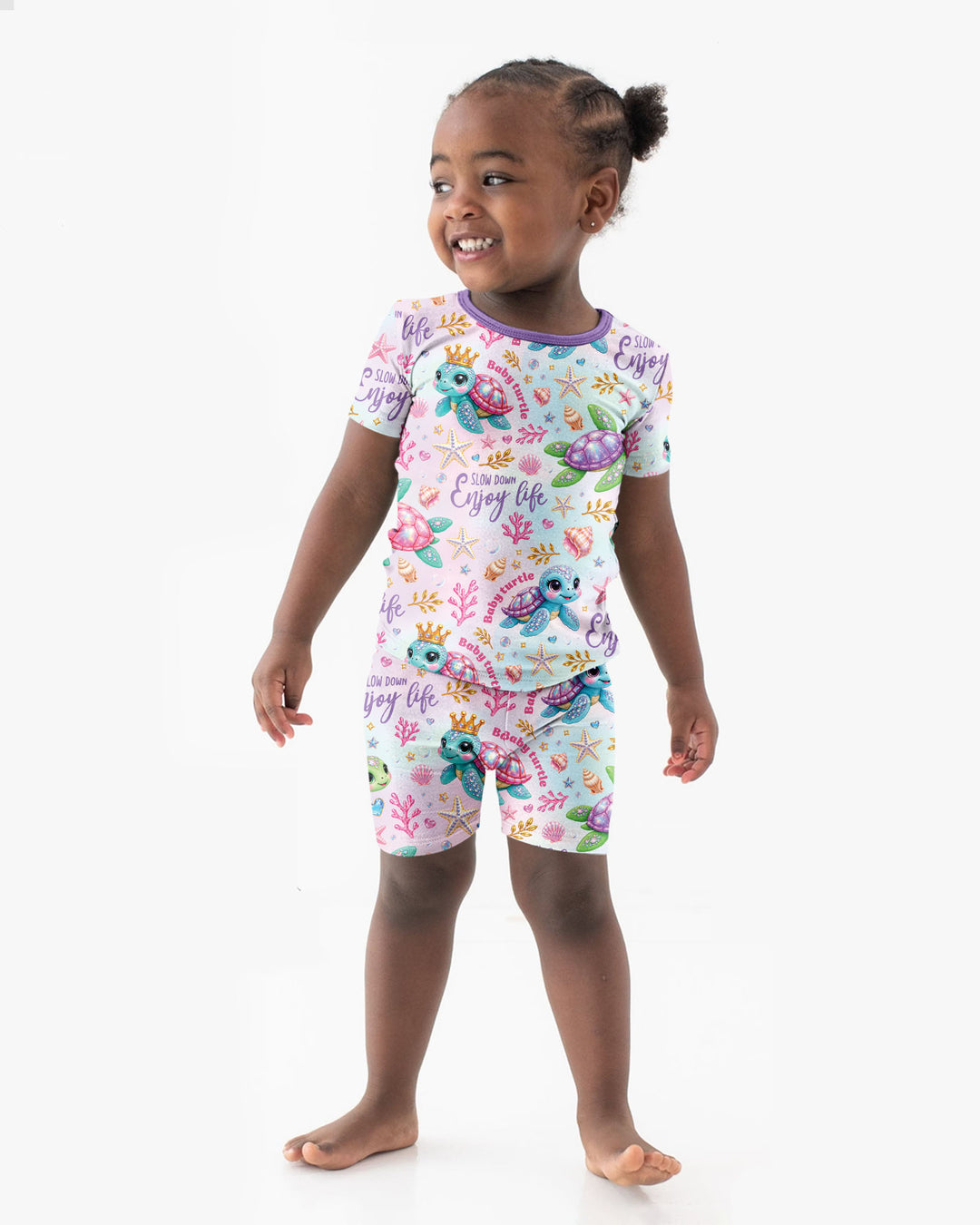 Baby Turtle Bamboo Two Piece Short Sleeve Shorts Pajama Set