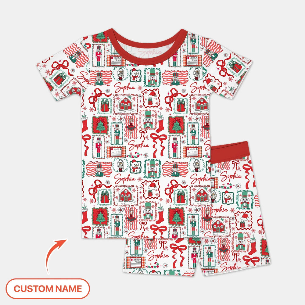 Personalized Nutcracker Parade Two Piece Short Sleeve Pajama Set , Personalized Nutcracker Parade Two Piece Short Sleeve Pajama Set - 12-18M