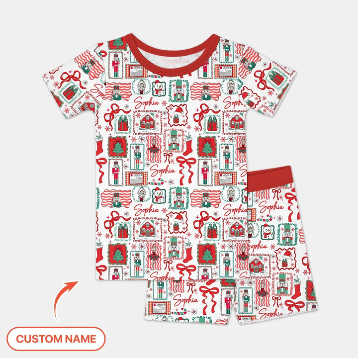 Personalized Nutcracker Parade Two Piece Short Sleeve Pajama Set , Personalized Nutcracker Parade Two Piece Short Sleeve Pajama Set - 12-18M
