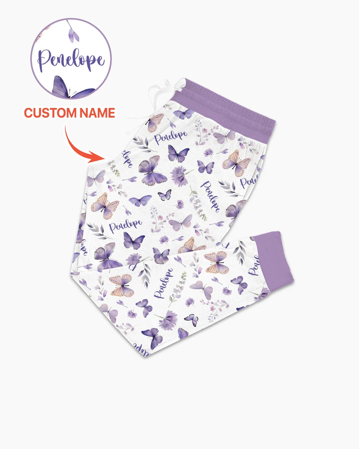 Benutzerdefinierter Name Fliederblüte Bambus Damen Pyjama-Set