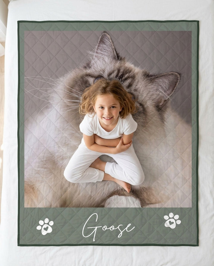 Custom Pet Photo Collage Bamboo Quilt Blanket