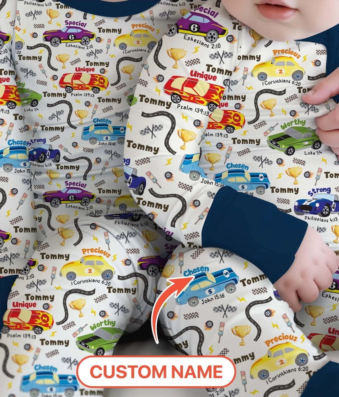 Racing Fun God Says I Am Custom Name Two Piece Long Sleeve Pajama Set , Racing Fun God Says I Am Custom Name Two Piece Long Sleeve Pajama Set - 12-18M