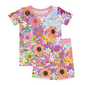 Rainbow Blooms Two Piece Short Sleeve Shorts Pajama Set , Rainbow Blooms Two Piece Short Sleeve Shorts Pajama Set - 12-18M