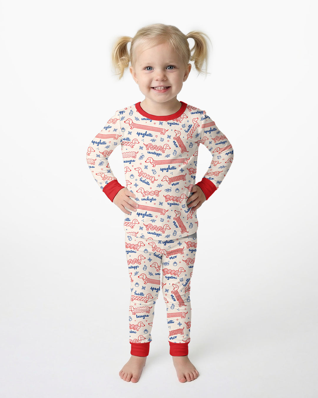 Dachshund Spagetti Bamboo Two Piece Long Sleeve Pajama Set
