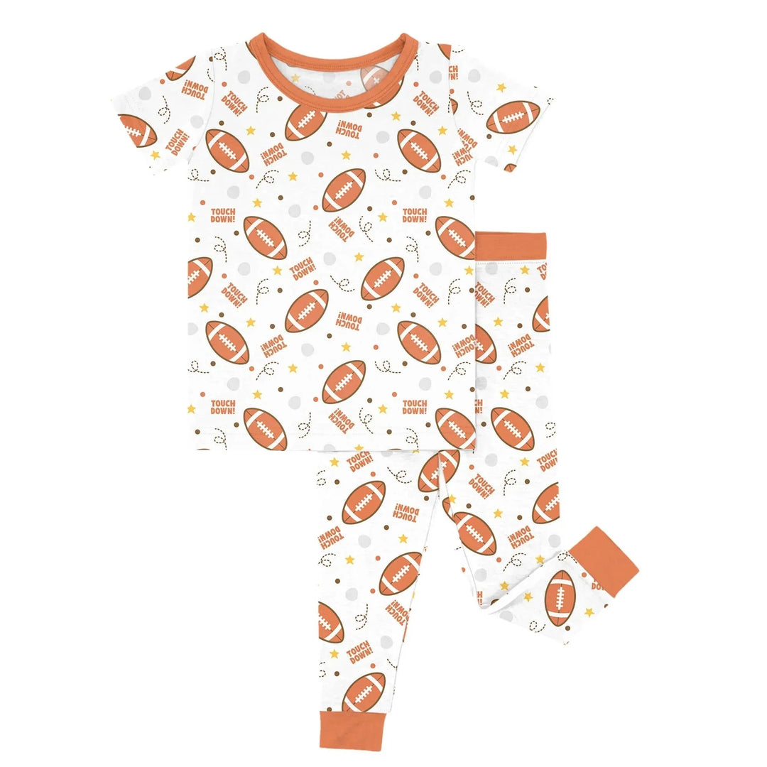 Rugby Touch Down Two-Piece Short Sleeve Pajama Set , Rugby Touch Down Two-Piece Short Sleeve Pajama Set - 12-18M
