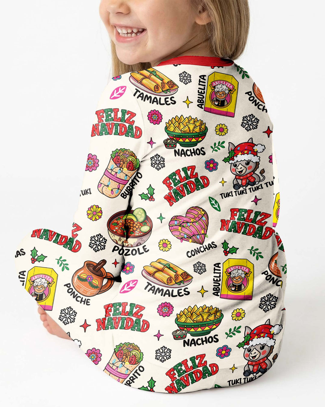 Mexican Christmas Feliz Navidad Bamboo Two Piece Long Sleeve Pajama Set