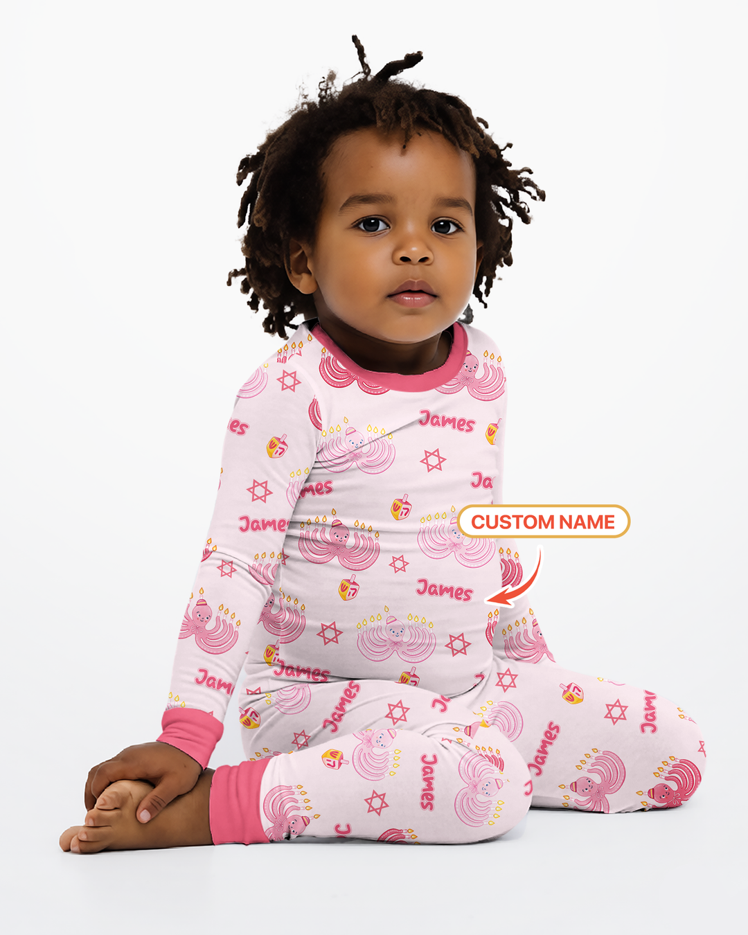 Hanukkah Jewish Octopus Bamboo Two Piece Long Sleeve Pajama Set