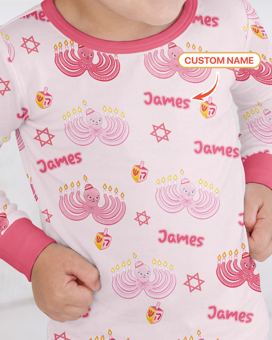Hanukkah Jewish Octopus Bamboo Two Piece Long Sleeve Pajama Set