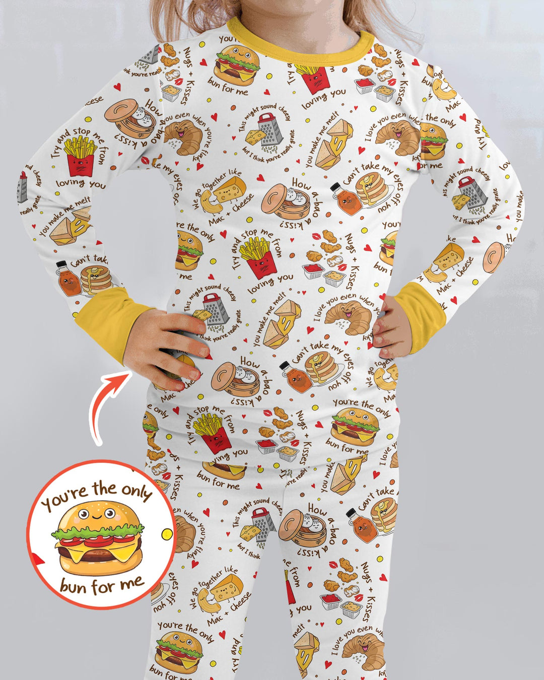 Food Puns Love Bamboo Two Piece Long Sleeve Pajama Set