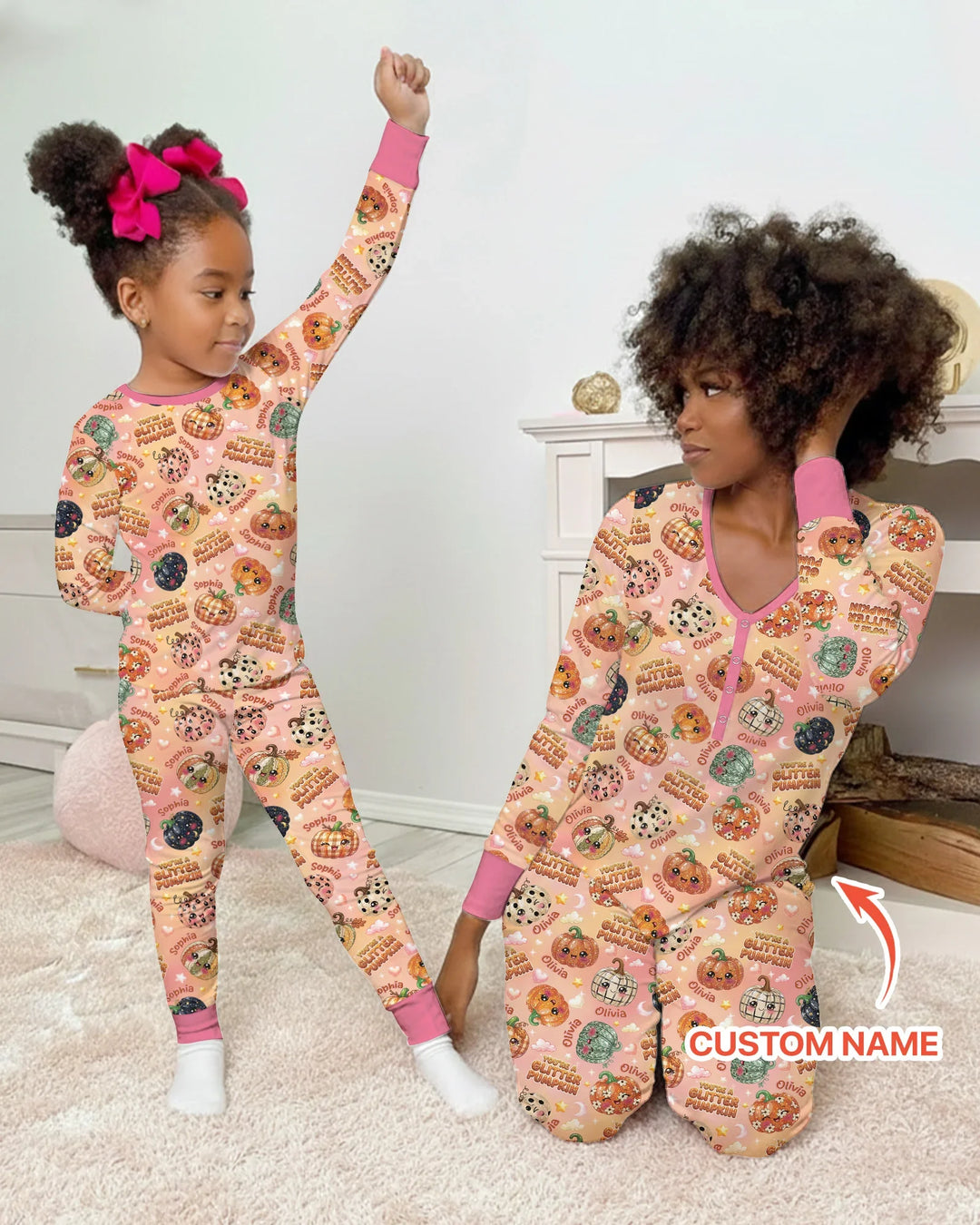 Custom Name You're A Glitter Pumpkin Bamboo Women Pajama Set