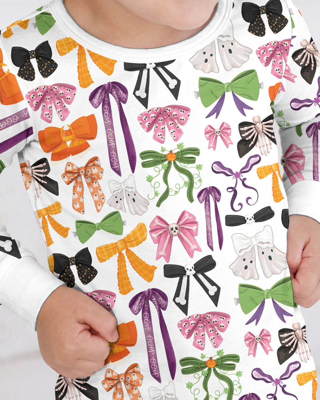 Halloween Coquette Bows Bamboo Two Piece Long Sleeve Pajama Set