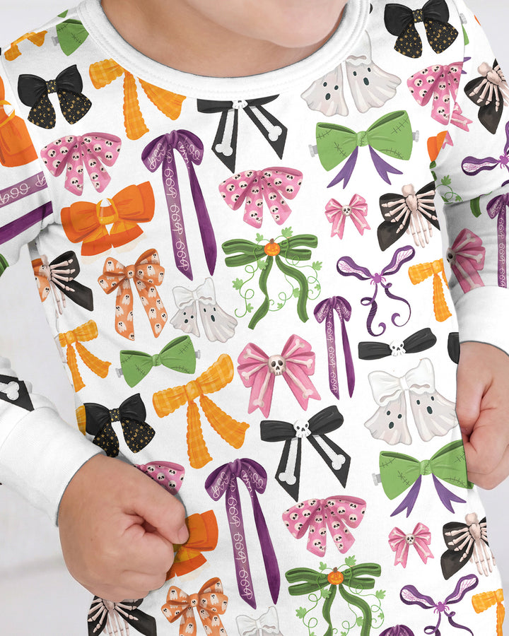 Halloween Coquette Bows Bamboo Two Piece Long Sleeve Pajama Set