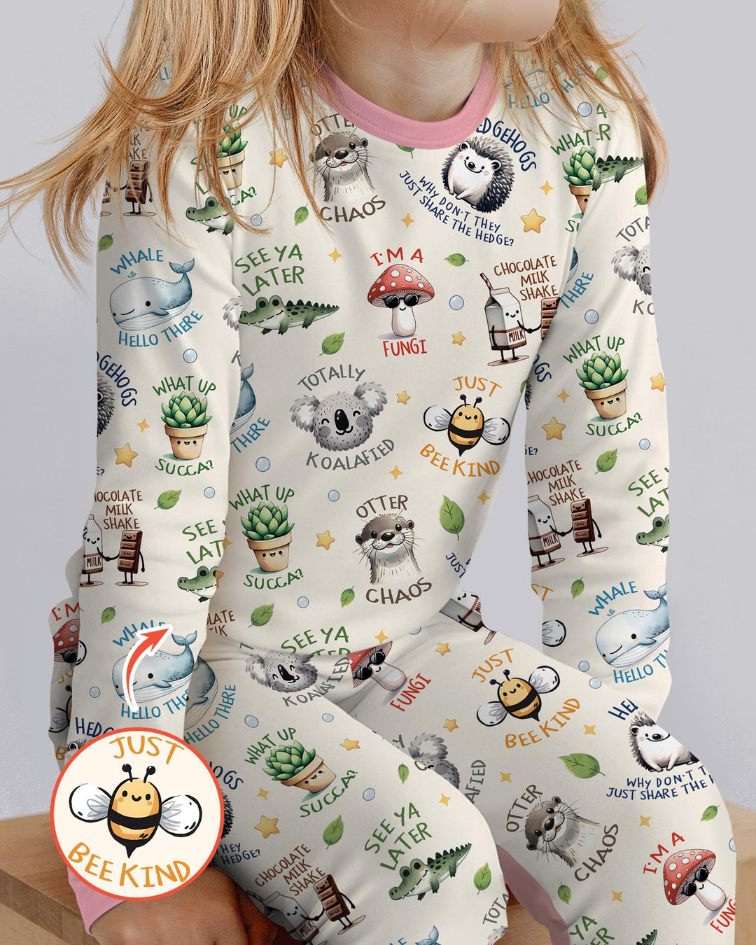 Silly Little Puns Bamboo Two Piece Long Sleeve Pajama Set