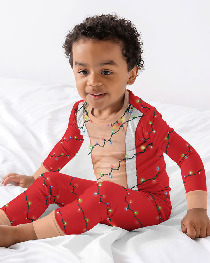 Santa Abs On Full Display Today Bamboo Two Piece Long Sleeve Pajama Set