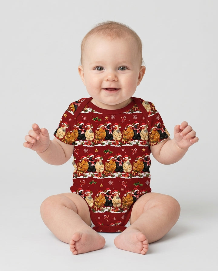 Farm Chicken Christmas Bamboo Bodysuit