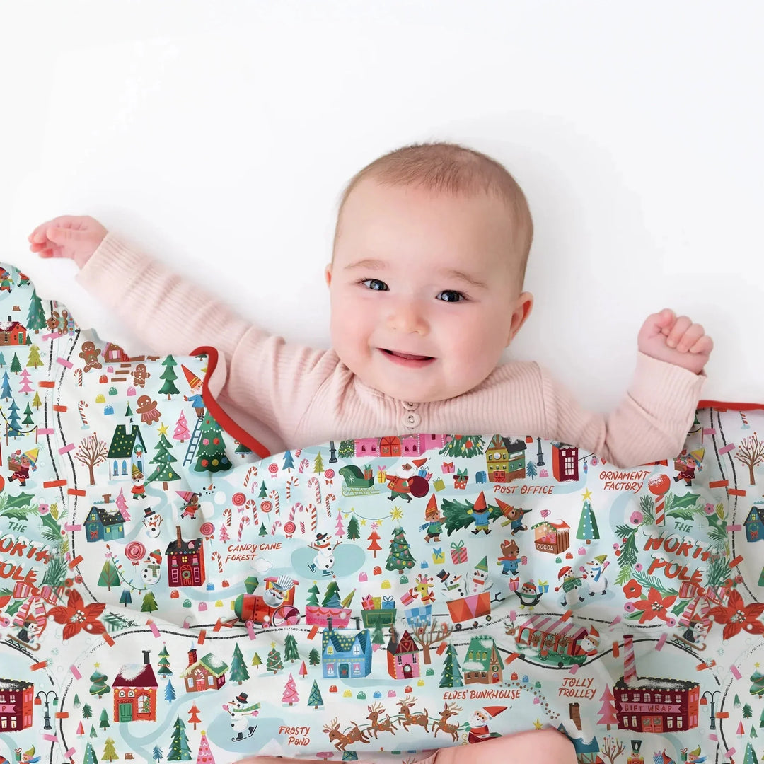 Santa's City Maps Toddler Blanket , Santa's City Maps Toddler Blanket - Green