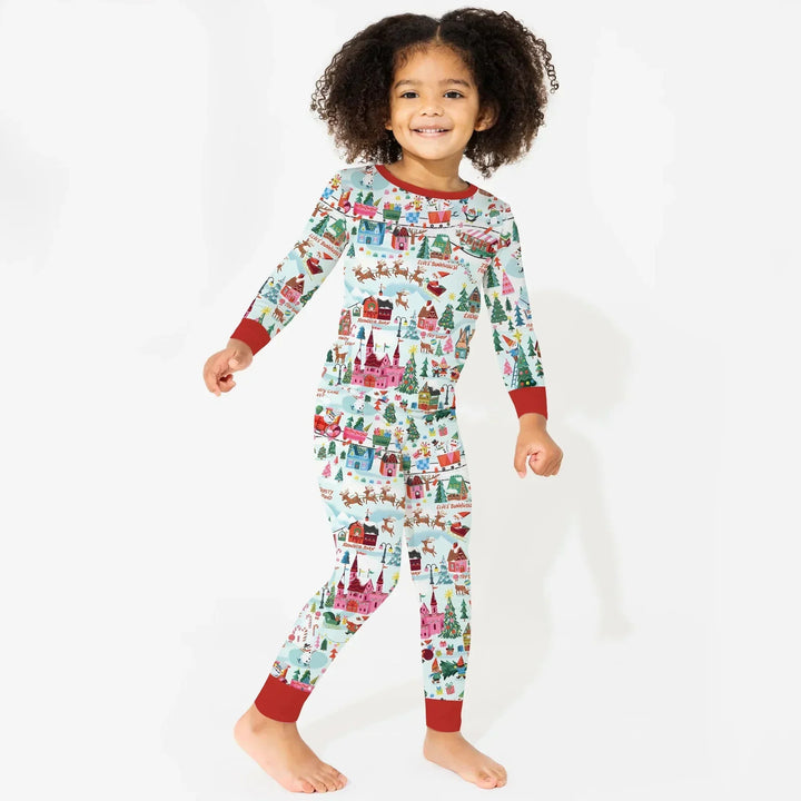 Santa's City Maps Two Piece Long Sleeve Pajama Set , Santa's City Maps Two Piece Long Sleeve Pajama Set - 12-18M / Green