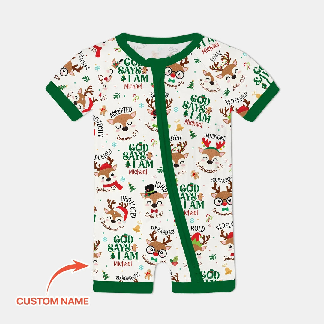 Santa’s Reindeer God Says I Am Custom Name Shorty Zippy , Santa’s Reindeer God Says I Am Custom Name Shorty Zippy - 0-3M