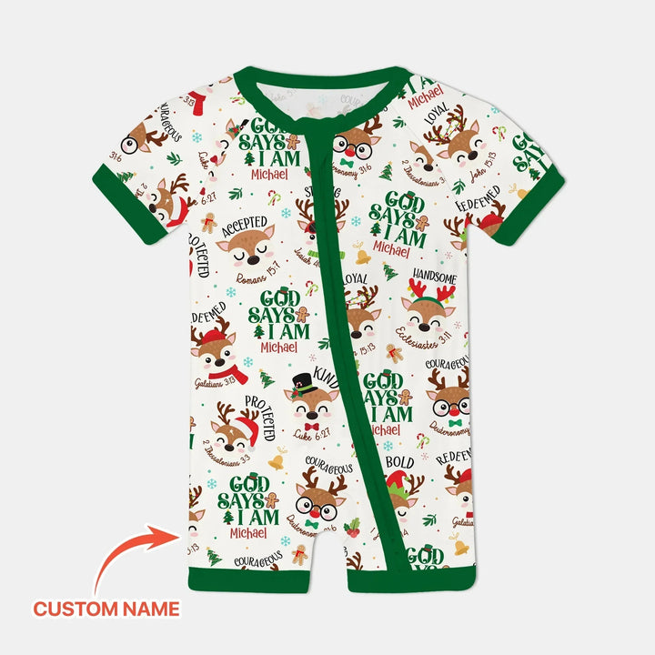 Santa’s Reindeer God Says I Am Custom Name Shorty Zippy , Santa’s Reindeer God Says I Am Custom Name Shorty Zippy - 0-3M