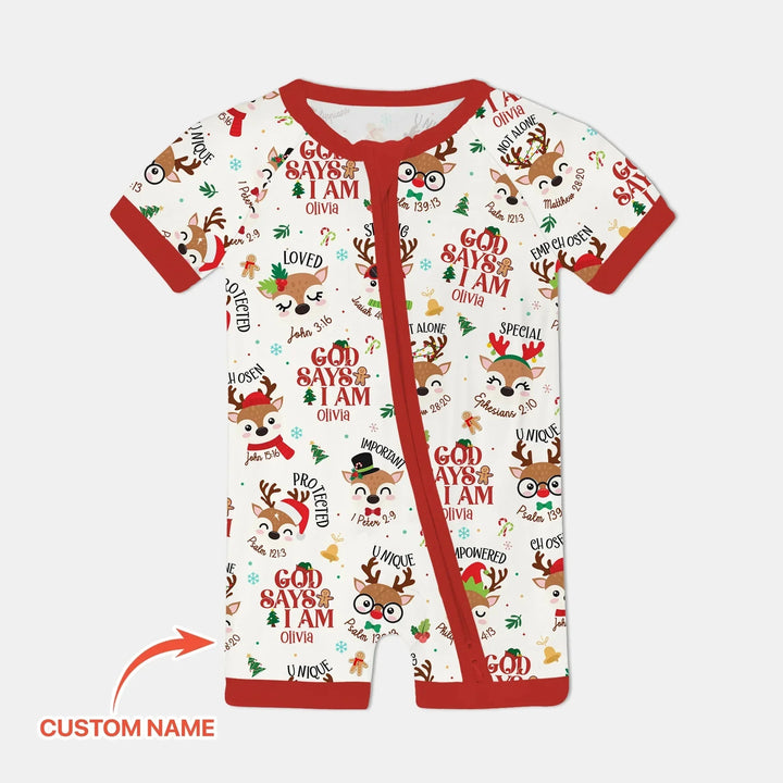 Santa’s Reindeer God Says I Am Custom Name Shorty Zippy , Santa’s Reindeer God Says I Am Custom Name Shorty Zippy - 0-3M