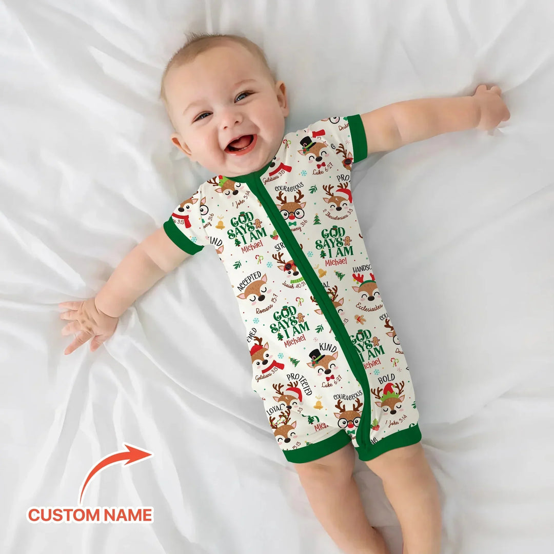 Santa’s Reindeer God Says I Am Custom Name Shorty Zippy , Santa’s Reindeer God Says I Am Custom Name Shorty Zippy - 0-3M